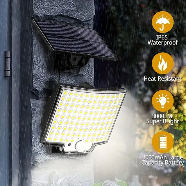 Wireless outdoor light with sensor - 106 LED, solar power supply, 4 modes, waterproof IP65, 13,97x10,16 cm