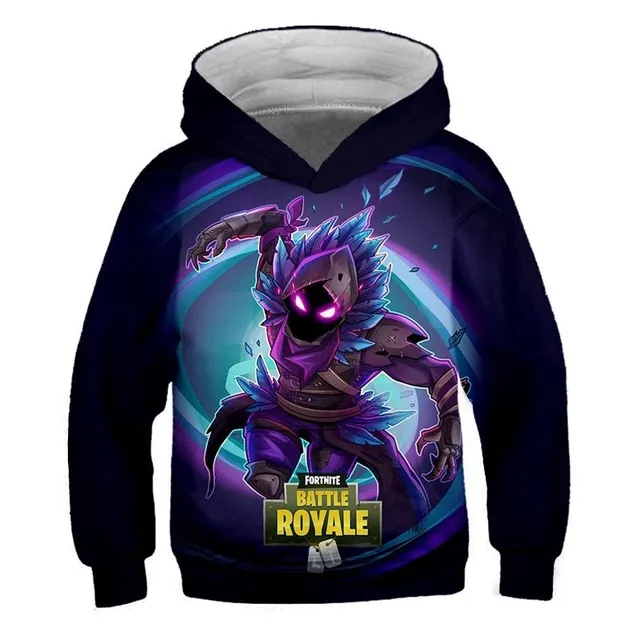 Beautiful hoodie with 3D print of the computer game Fortnite 7 7-8T