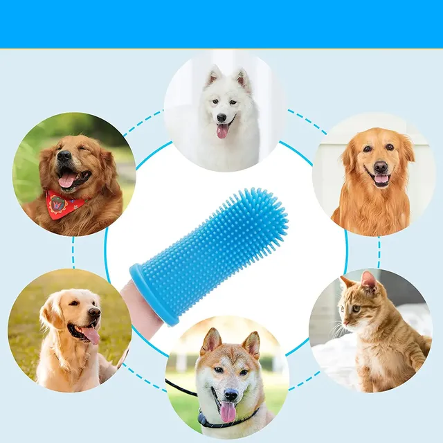 Silicone toothbrush for dogs and cats - Tooth cleaning and oral care against muzzle odor.