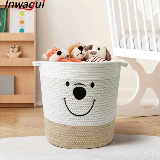 Large storage basket made of 100% cotton rope with practical handles - For order in every corner