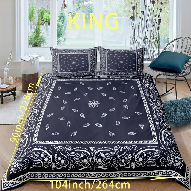 Luxusné manželské posteľné prádlo s kašmírovými kvetinovými vzormi v paisley a bandane