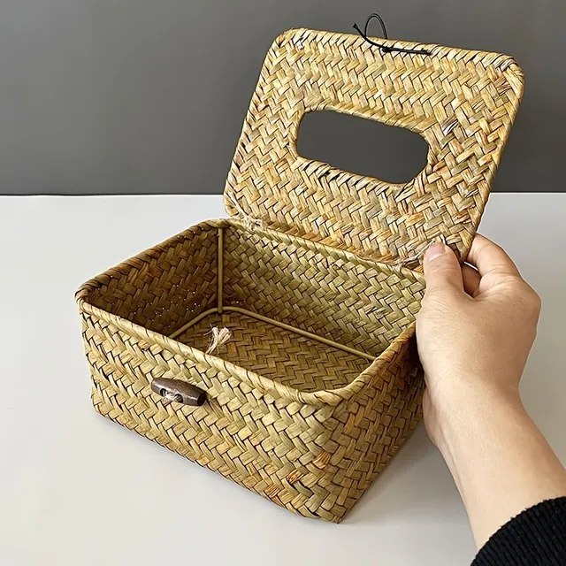 Ručně pletený box na papírové utěrky - Originální tkaná nádoba na papírové kapesníčky