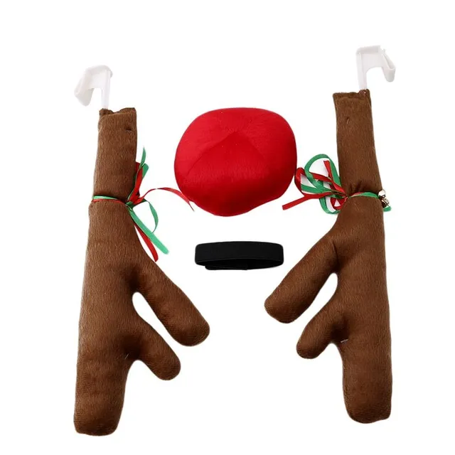 Reindeer antlers and a nose for a car