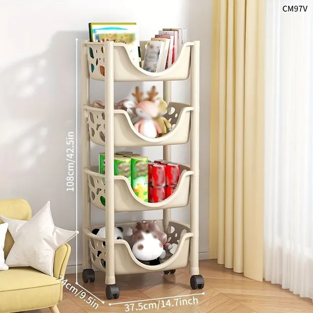 Storage trolley on wheels 2/3/4/5 floors, slender storage cabinet, spacious shelves for small things, snacks