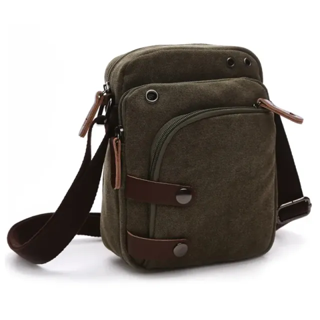 Fashionable men's summer portable small crossbody satchel from canvas