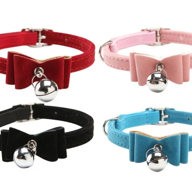 Collar with bow tie and bell for dogs and cats