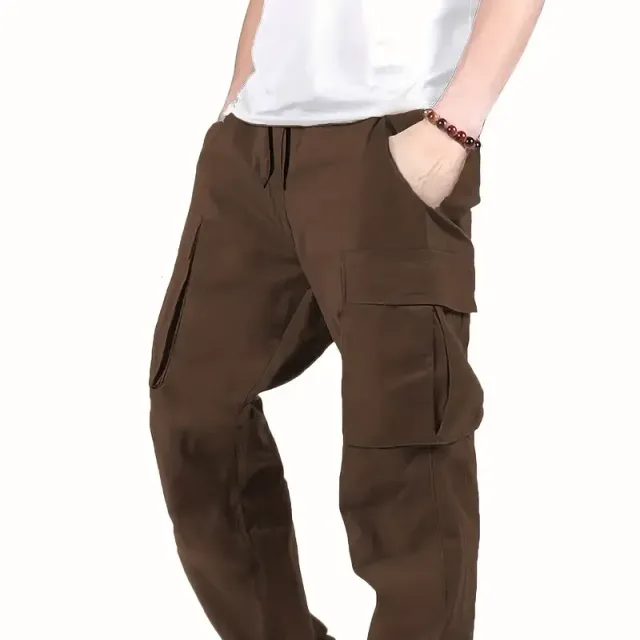 Men's cargo pants made of cotton, comfortable cut, straight pants, multifunctional pockets, ideal for outdoors and free