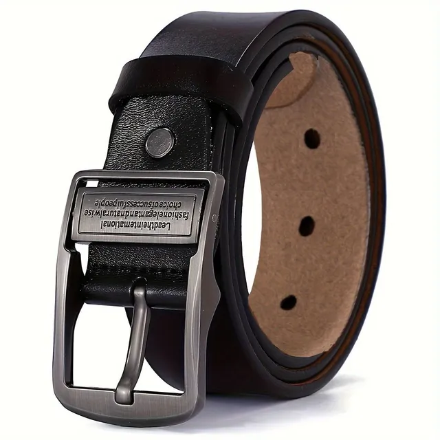 Men's leather belt with big pin buckle, pants belt