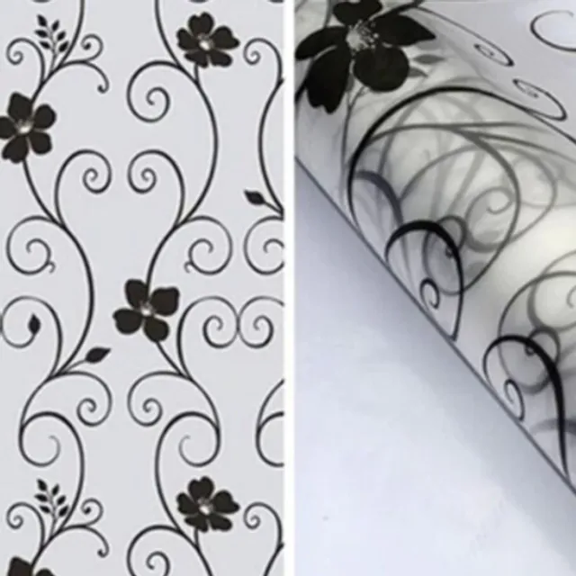 Self-adhesive window wallpaper with elegant floral pattern