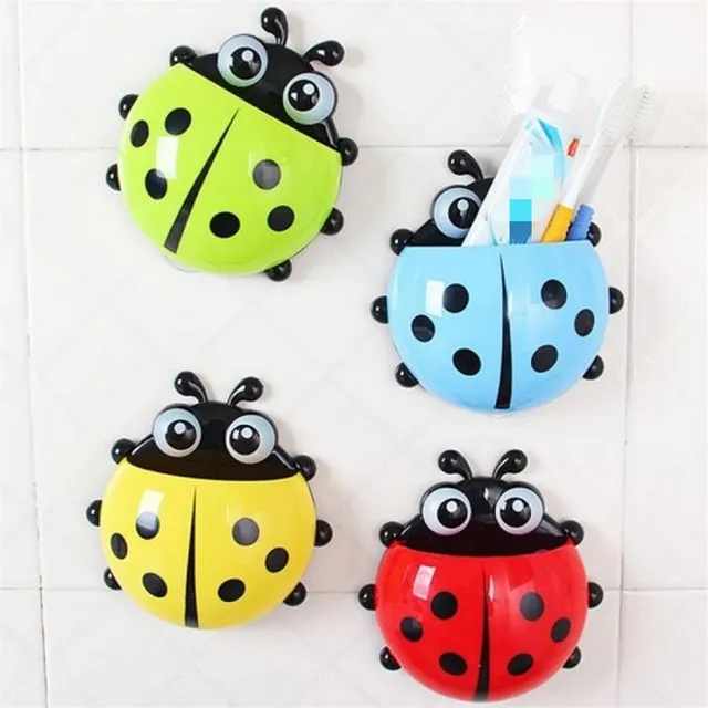 Ladybug-shaped toothbrush holder