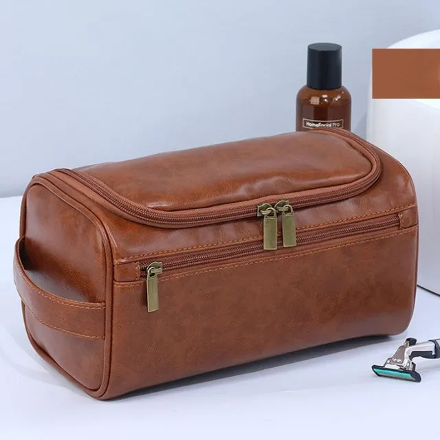 Men's travel toilet bag with organizer and waterproof treatment