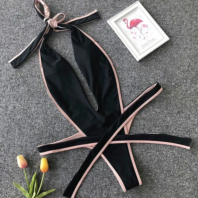 Sexy dámské jednodílné plavky s vázáním v pase Antonella