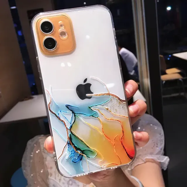 Watercolour transparent case for iPhone phones with abstract motifs