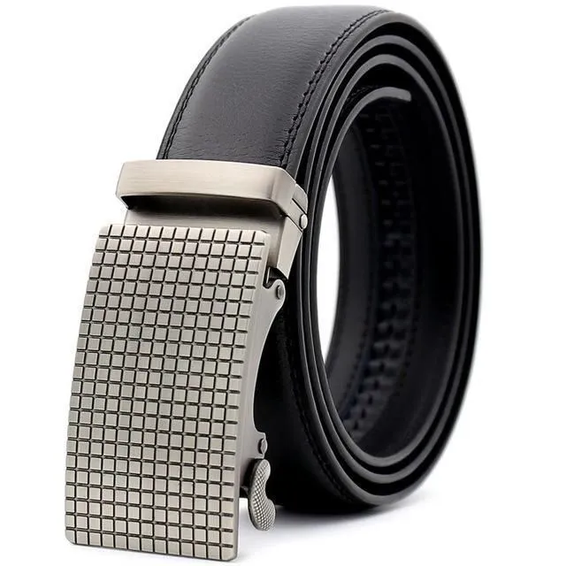 Men's adjustable buckle mechanism Leather belt