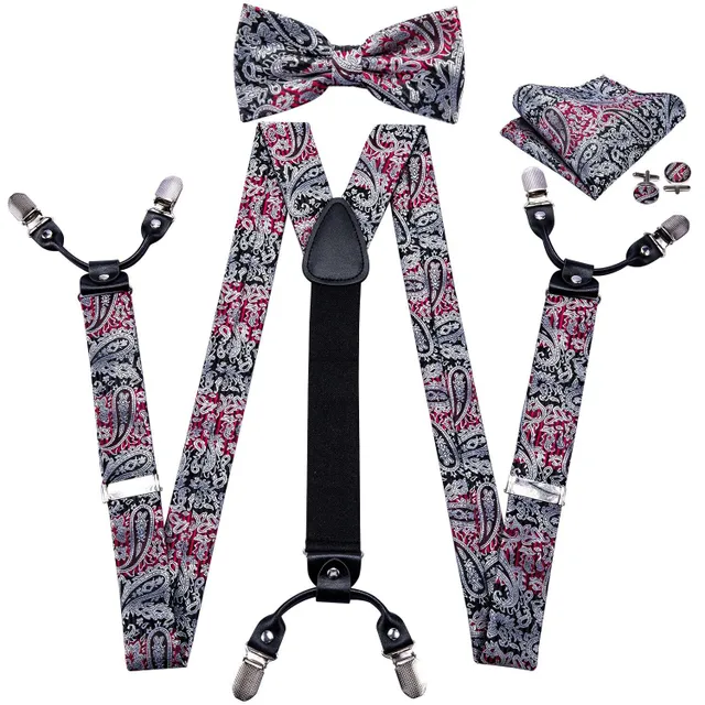 Men's suspenders, bow tie and handkerchief T1177