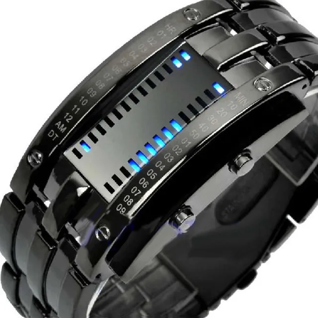 Waterproof men's binary watch