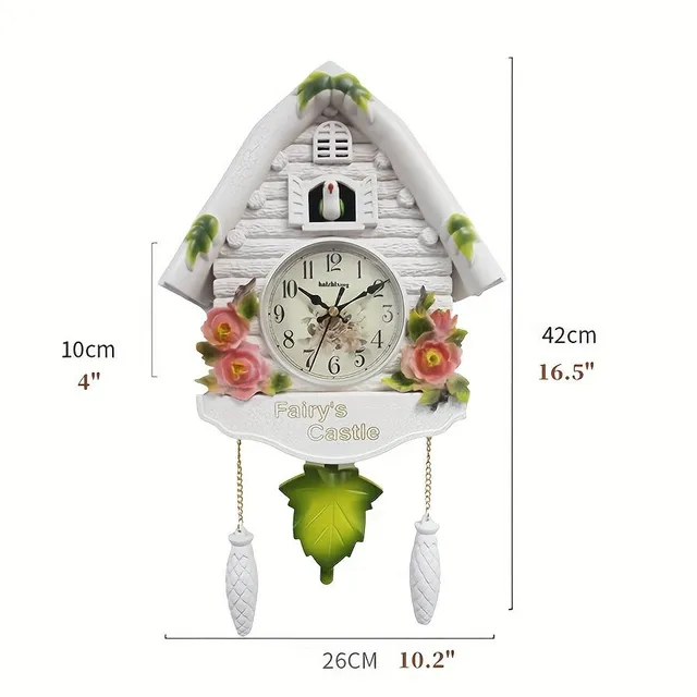 Nordic kukučkové hodiny s birdhouse - denný a hodinový alarm, kyvadlové nástenné hodiny pre domácnosť, kanceláriu a obývaciu izbu dekorácie