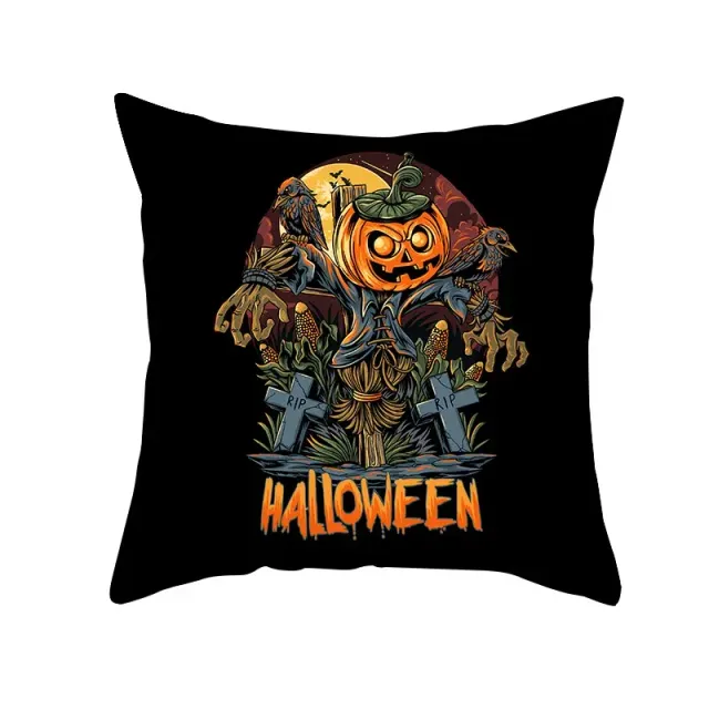 Autumn pillowcase with motive Sugar Skull for Halloween and Day of the Dead