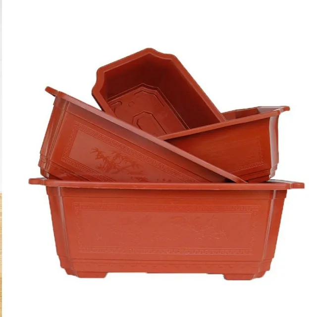 Rectangular octagonal plastic pot with bowl decorated ornaments