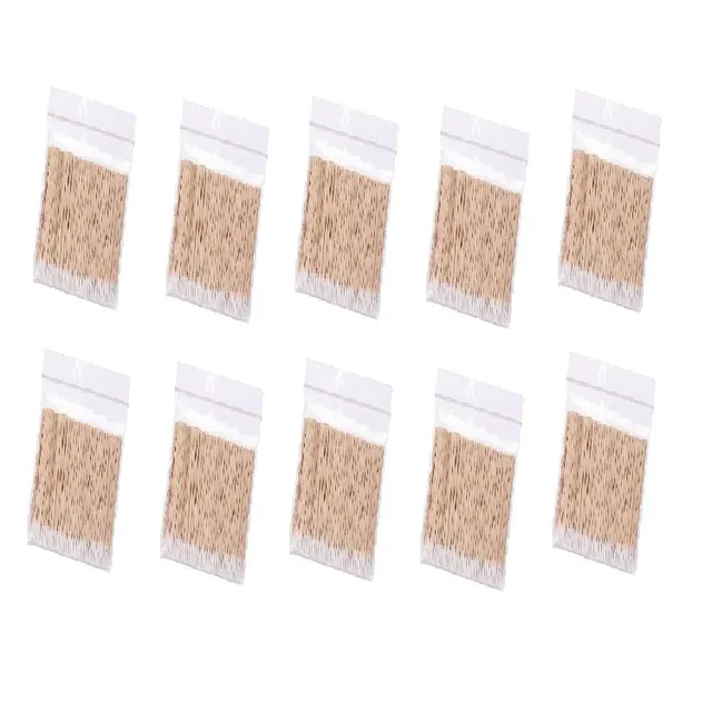 Single cotton bars with double head for cleaning ears, nose and removal of eyelash glue