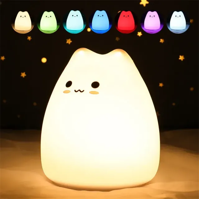Mini aranyos népszerű macska éjszakai lámpa Touch változó színvédelem szemek hálószoba éjjeli asztali lámpa