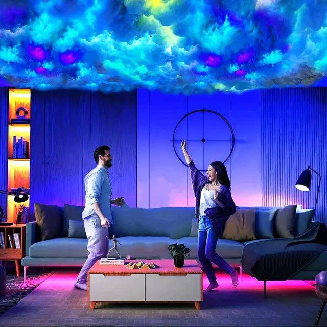 Bleskový oblak 3D LED svetlo, kreatívne nočné svetlo s farbami RGB a diaľkovým ovládaním