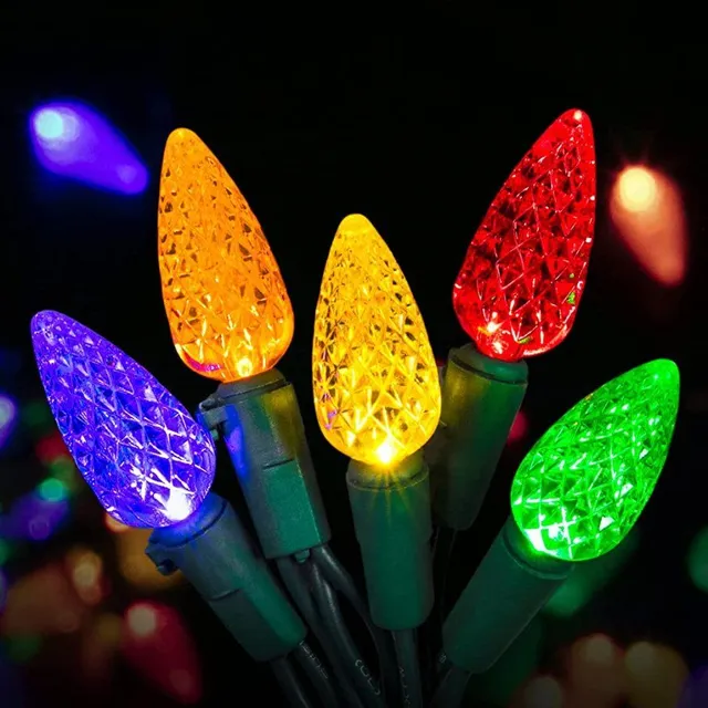 C6 Christmas chain lights 60 LED 50ft outdoor fairy tale lights multicolored