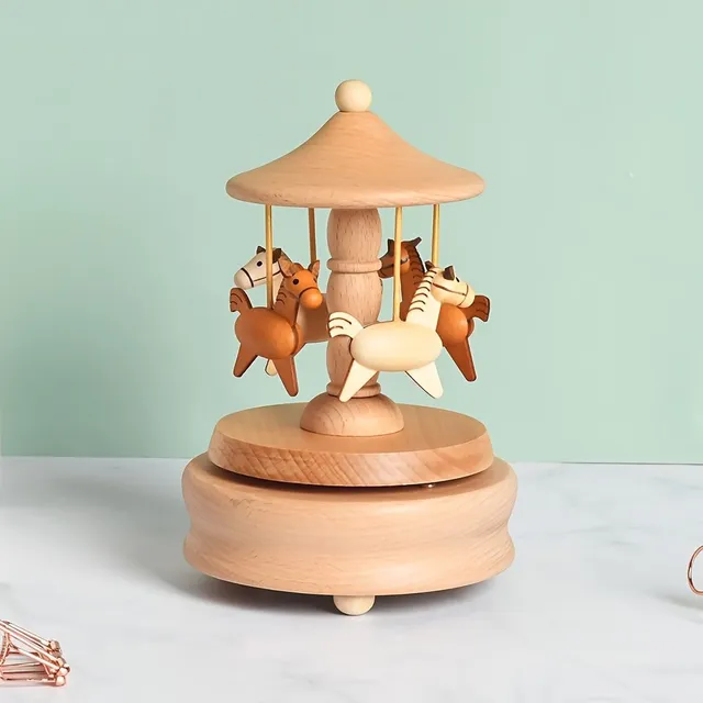 Magic wooden music box with melody and carousel - amazing birthday gift