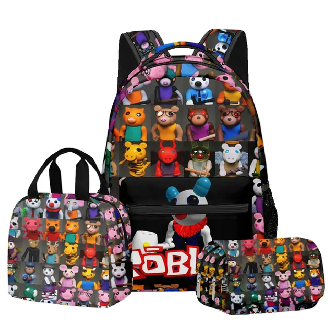 Stylish school set for children - Backpack, pencil case, lunch bag in various Roblox motifs