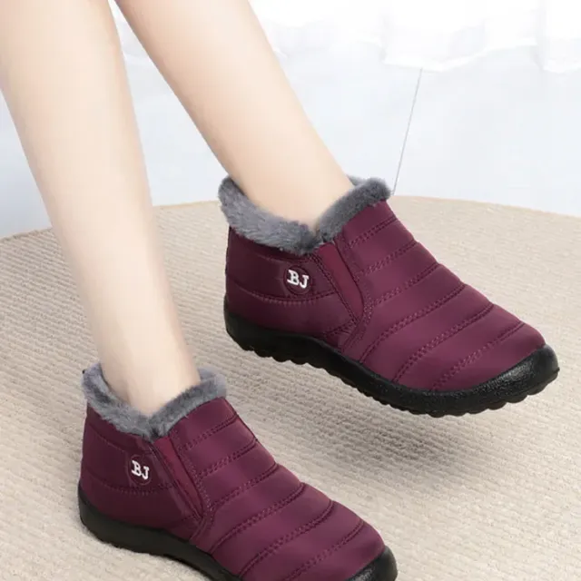 Women's winter boots - short waterproof snow boots with fur