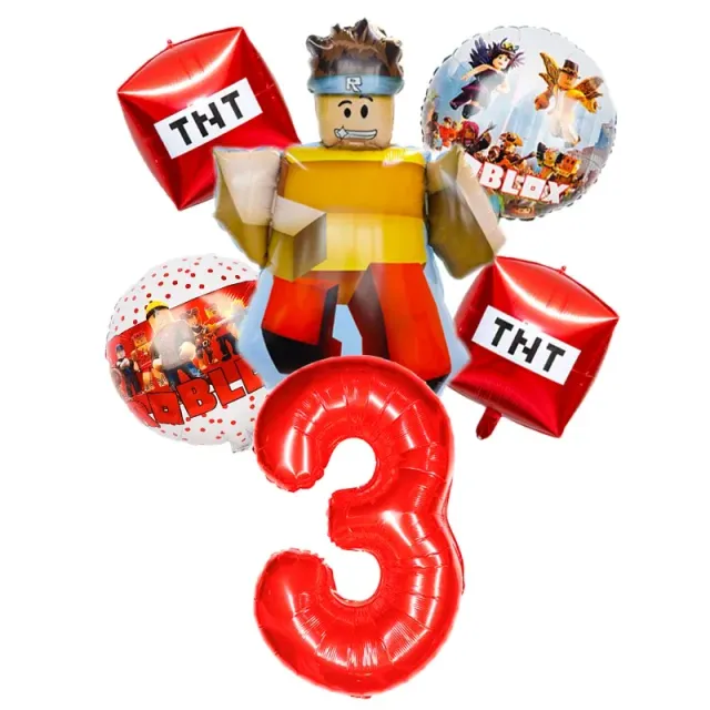 Stylish set of birthday balloons in the performance of popular characters from Minecraft