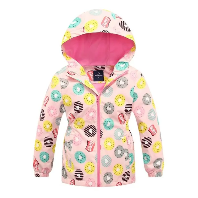 Girls spring floral fleece waterproof jacket