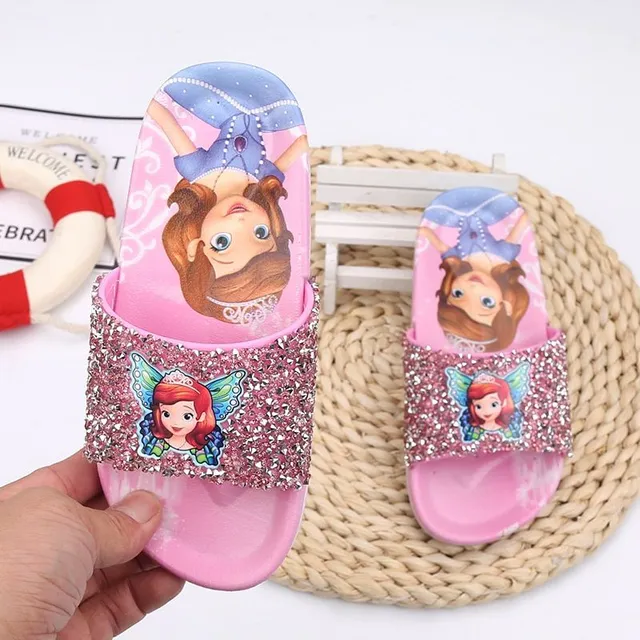 Girl slippers printed by princesses from the Ice Kingdom