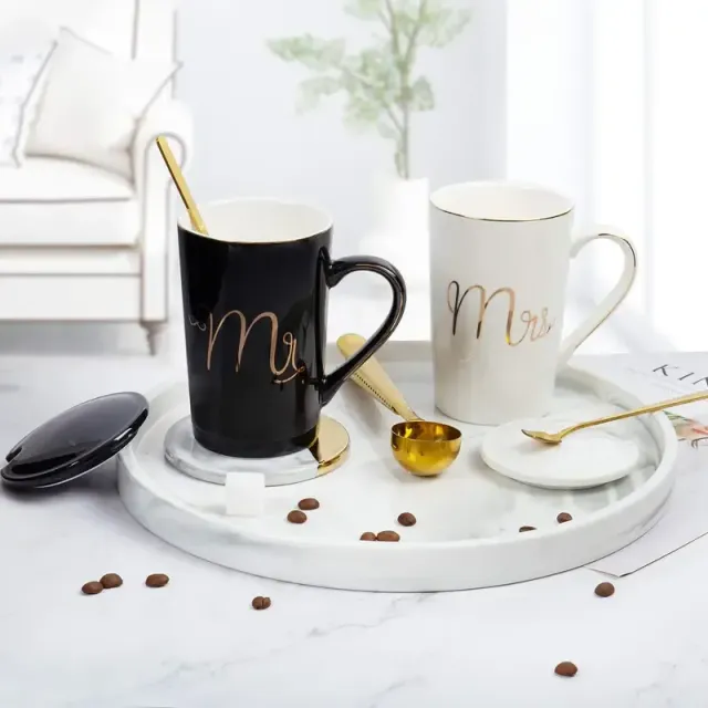 Ensemble de tasses à café Monsieur et Madame, cadeaux de mariage uniques pour les mariés, cadeau d'anniversaire pour lui et elle, cadeaux de fiançailles pour lui et elle, pour les parents pour la Saint-Valentin