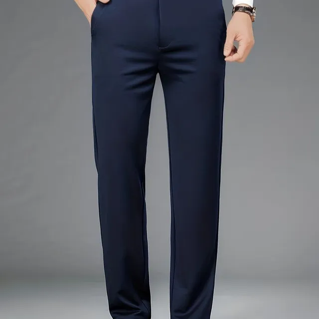 Men's classic formal trousers with a slight stretch in a monochrome design, ideal for spring/summer