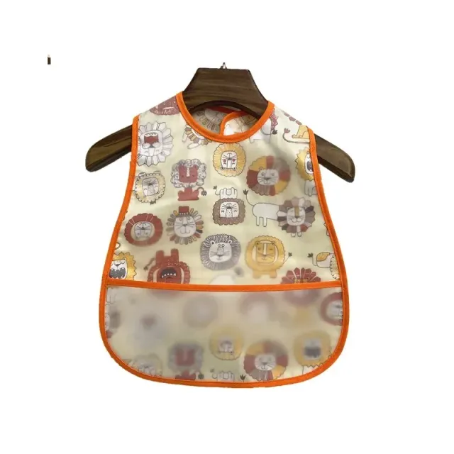 Children's impervious adjustable cotton bib with cartoon motifs