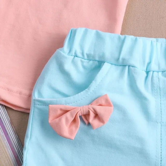 Set de vară drăguț pentru fetițe cu imprimeu al perechii animate preferate - maieu + pantaloni scurți