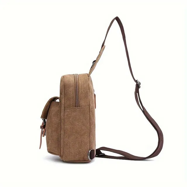 Fashionable men's chest bag - portable canvas bag, sports small breast bag, hanging bag, cross shoulder bag for outdoor activities