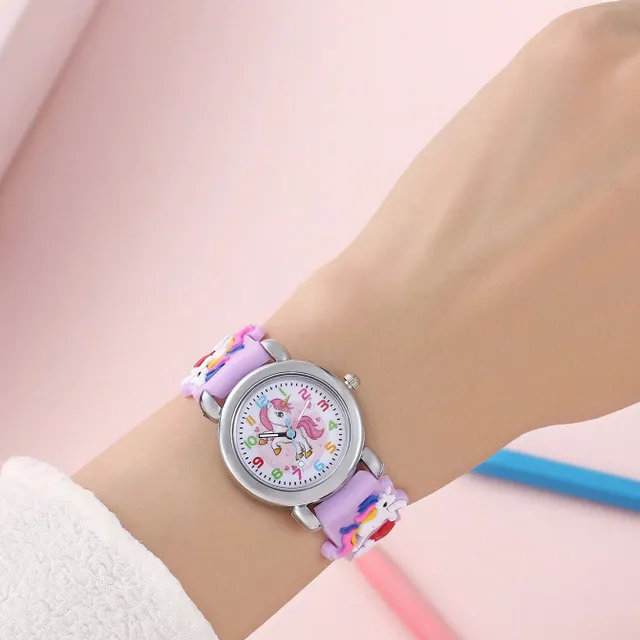 Detské kreslené hodinky s jednorožcom - roztomilé 3D hodinky pre chlapcov, dievčatá a deti