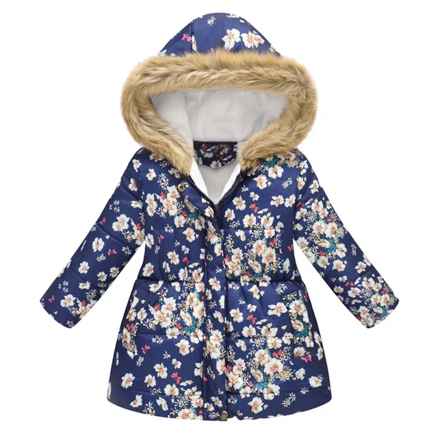 Children's winter windproof warm jacket with hood for girls E 10-11 Years