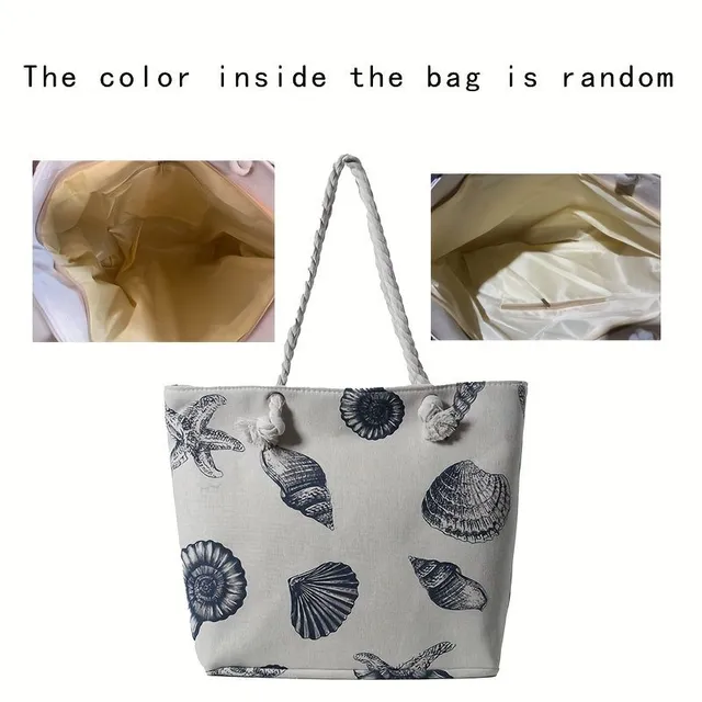 Summer canvas bag with shells, ideal for your holiday