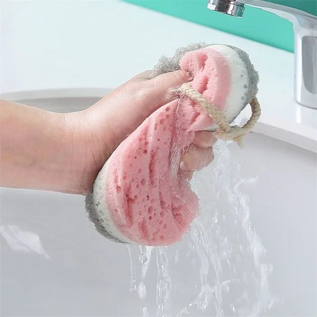 Design sponge for washing with special surface adapted for body peeling