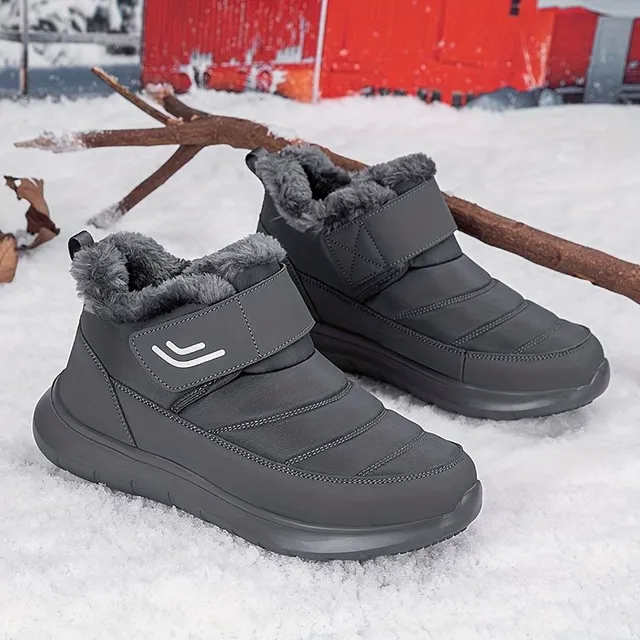 Warm and waterproof ankle boots with fleece and Velcro