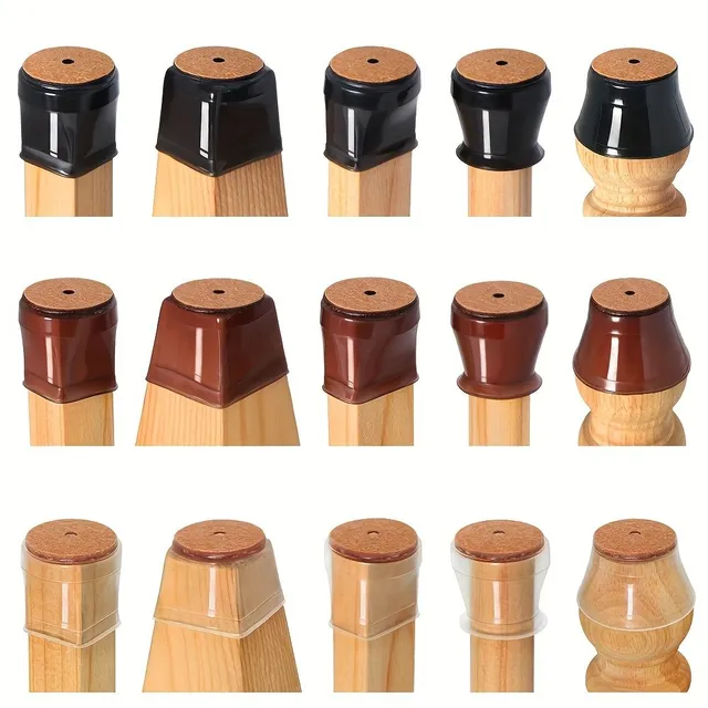 Furniture leg guards with chair - 24 pieces silicone covers with felt pads against noise