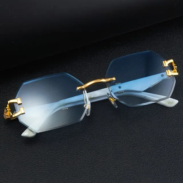 Bezrámečkové polygonální sluneční brýle s kovovým rámem