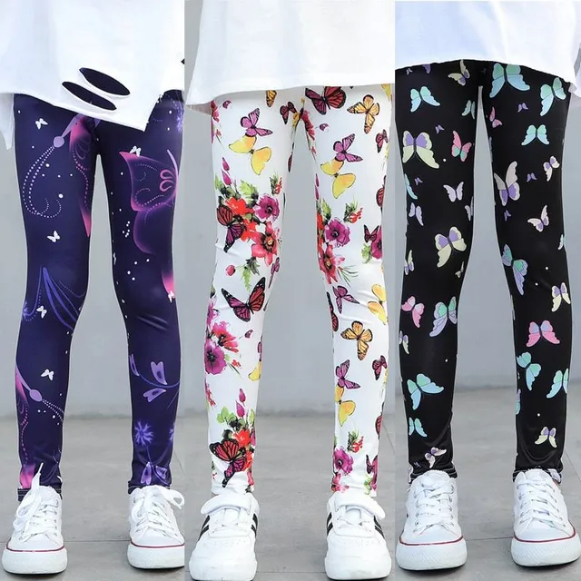 Girl spring leggings with thematic printing - Flower