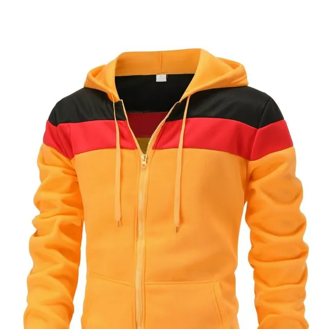 Men's colourful zipped hoodie with hood, zip and drawstring