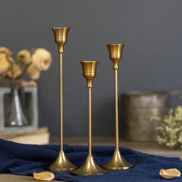 Bronze metal cone candle holders