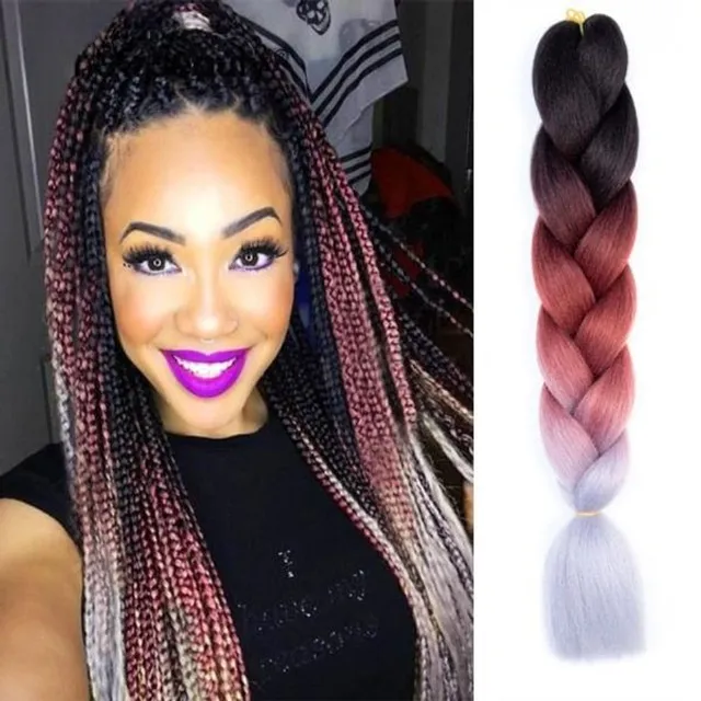 Multicoloured kanekalon hair on braids - multiple colours