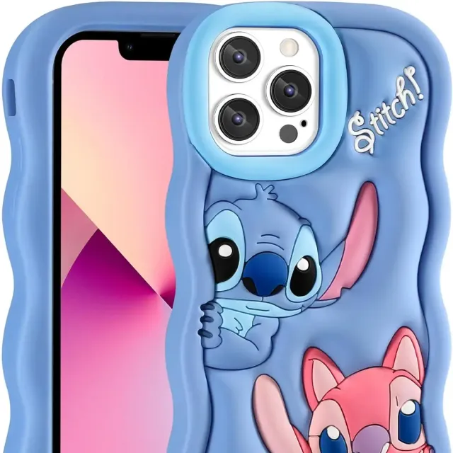 Silicone padded soft case for iPhone in the motifs of the characters from the Stitch & Angel fairy tales